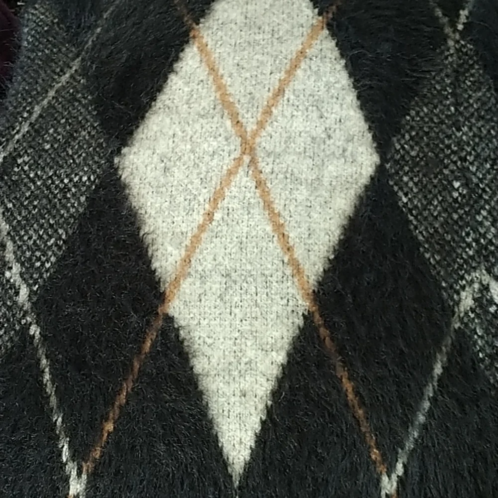 Marled Argyle Grey/Black Sweater Coat Jacket sz S